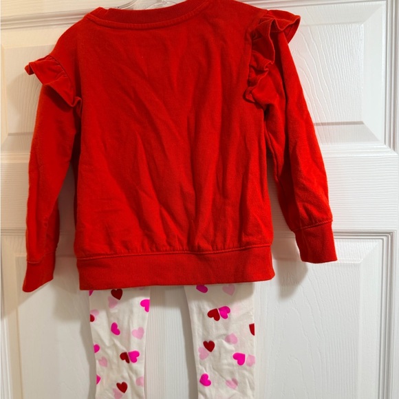 Cat & Jack Red Sweatshirt and Pink Heart Leggings - Picture 3 of 3